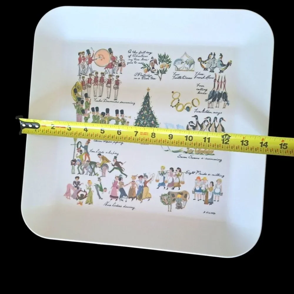 TWELVE DAYS OF CHRISTMAS SERVING TRAY VTG 1954 WAVERLY PRODUCTS MCM by H.Howard